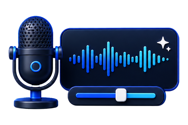 Áudio com acabamento de podcast