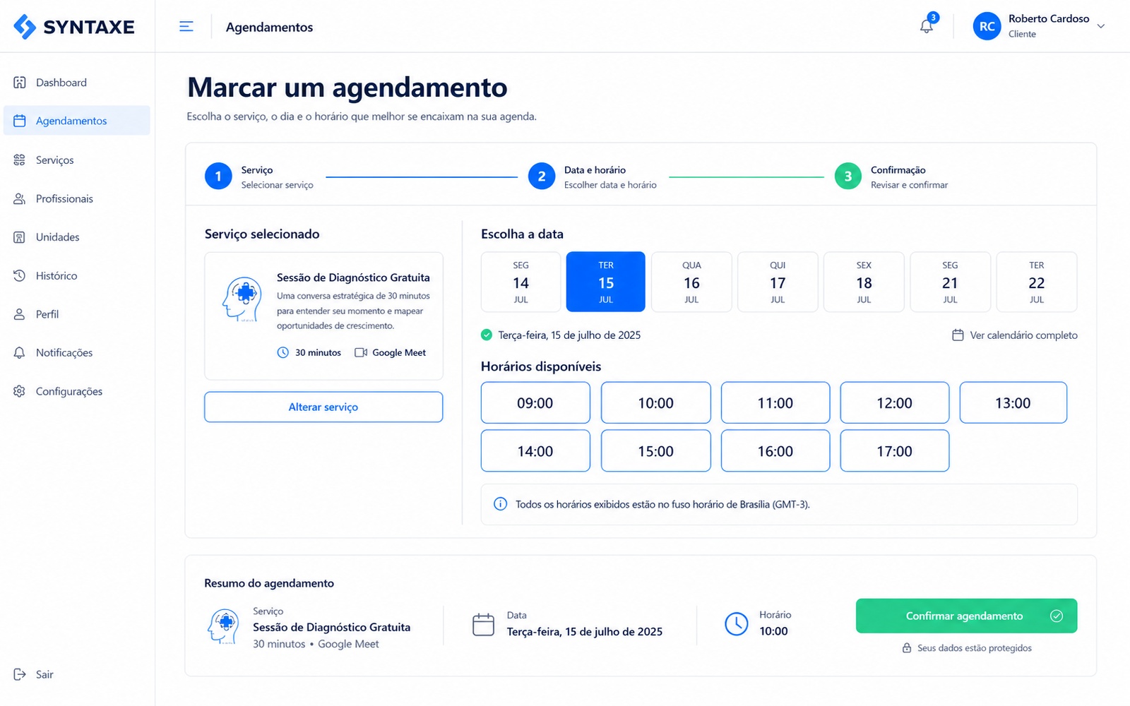 O cliente marca sem falar com ninguém
