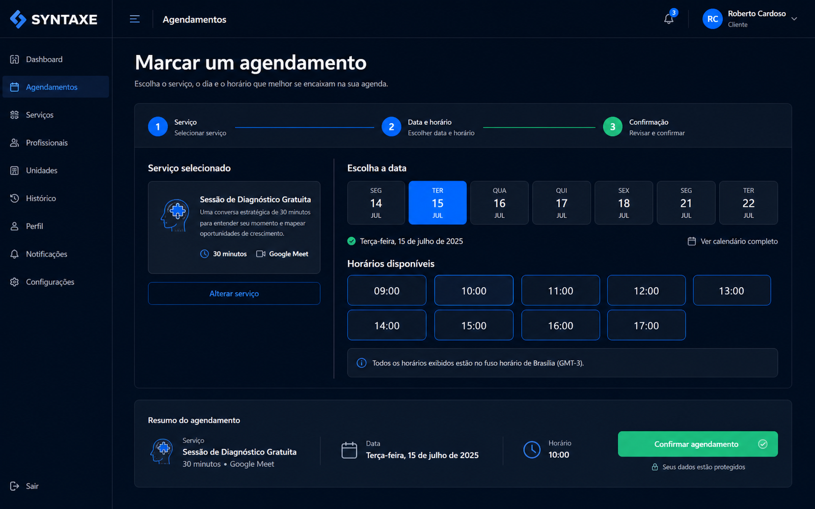 O cliente marca sem falar com ninguém