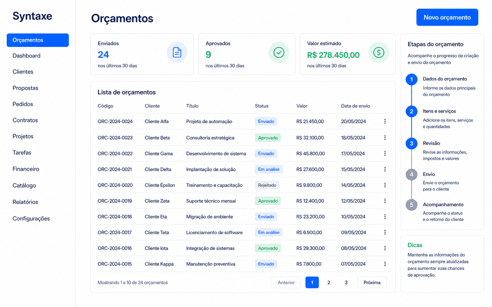 Proposta pronta em minutos, não em meia hora