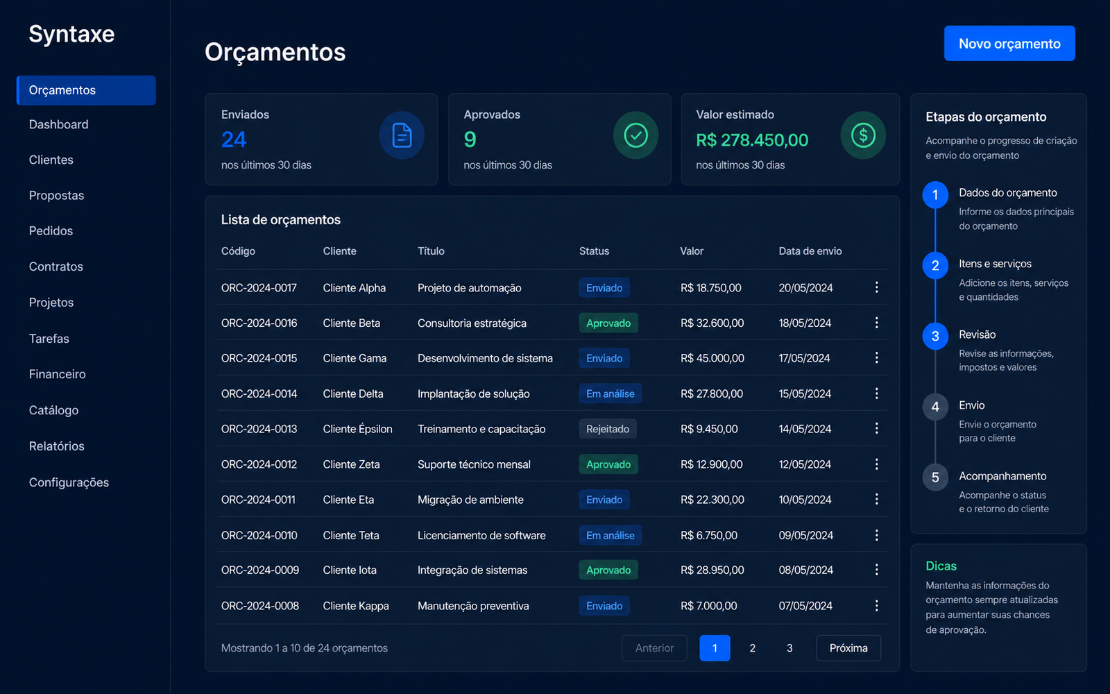 Proposta pronta em minutos, não em meia hora