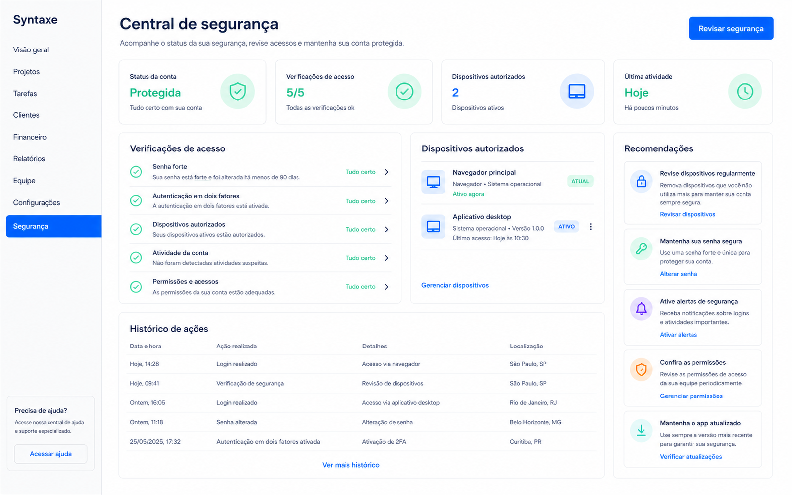Token exclusivo e dados isolados
