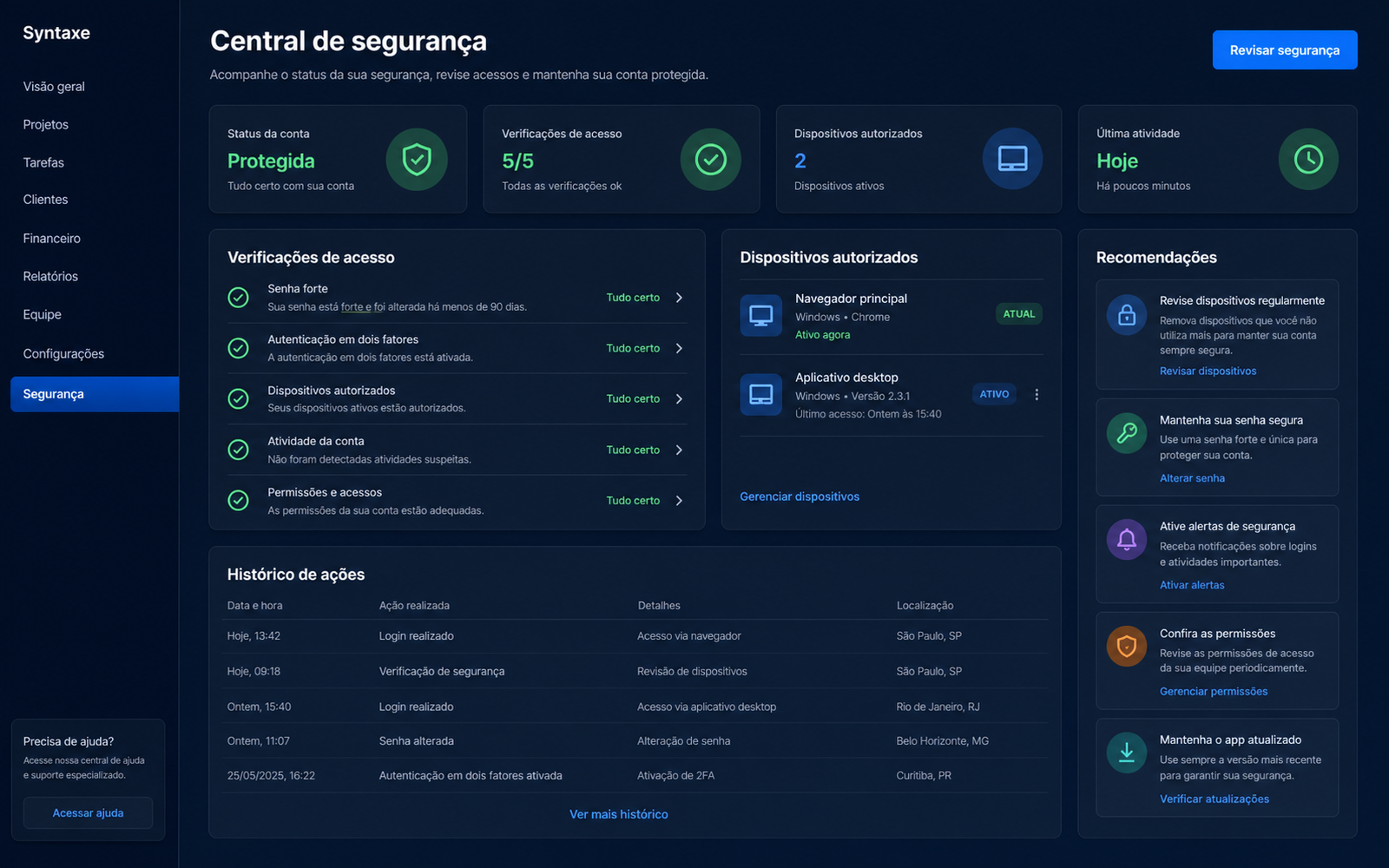 Token exclusivo e dados isolados