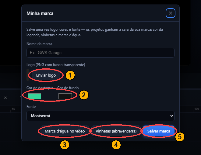 Logo, cores, marca d’água e vinhetas prontos para reutilizar